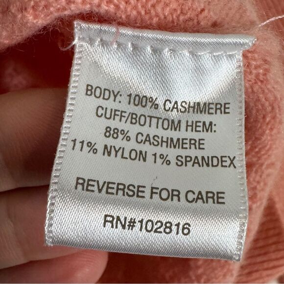 Garnet Hill Pink Pointelle Zip Neck Cashmere Sweater M - Picture 5 of 7